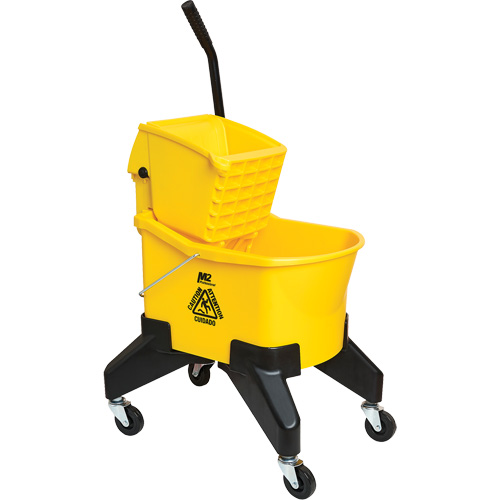 Seau & essoreuse pour vadrouille Grizzly, Pression vers le bas, 8 gal. US (32 pintes), Jaune Equipex