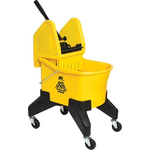 Seau & essoreuse pour vadrouille Grizzly, Pression lat&eacute;rale, 8 gal. US (32 pintes), Jaune Equipex