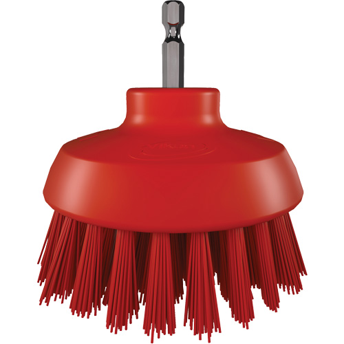 Brosse ronde HyDrive pour perceuse, Soies Tr&egrave;s ferme, Longueur de 3-1/10", Rouge Equipex