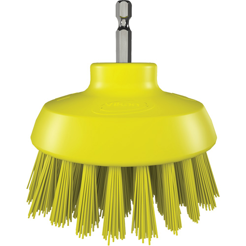 Brosse ronde HyDrive pour perceuse, Soies Tr&egrave;s ferme, Longueur de 3-1/10", Jaune Equipex