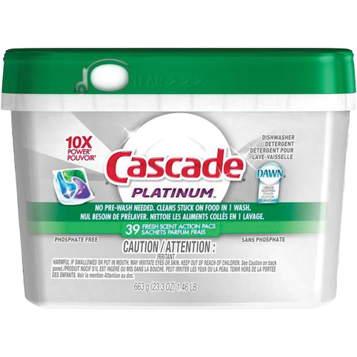 D&eacute;tergent pour lave-vaisselle Platinum ActionPacs, Capsules, 663 g, Fraîcheur Equipex