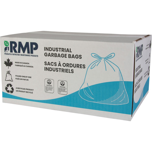Industrial Garbage Bags, Strong, 35" W x 50" L, 0.9 mils, Blue, 194 L (44 Gal.) Capacity Equipex