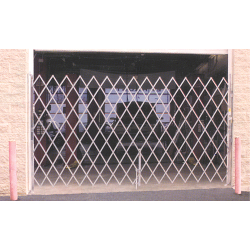 Galvanized Folding Security Gates, Fixed Single Folding, 4' L x 6' H Expanded Equipex