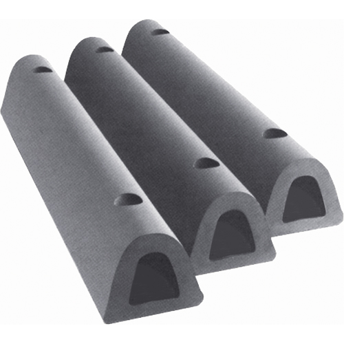 D&eacute;fenses de quai en caoutchouc refoul&eacute;, Caoutchouc, 4-1/2" la x 24" lo x 3-3/4" p Equipex