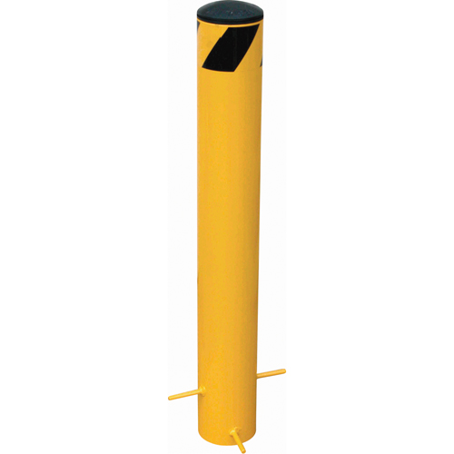 Pour-In-Place Bollards, Steel, 35" H x 5-9/16" W, Yellow Equipex