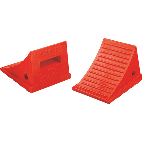 General Purpose Wheel Chocks, Polyurethane, Orange, 7-1/2" W x 8-1/2" D x 6-1/4" H Equipex