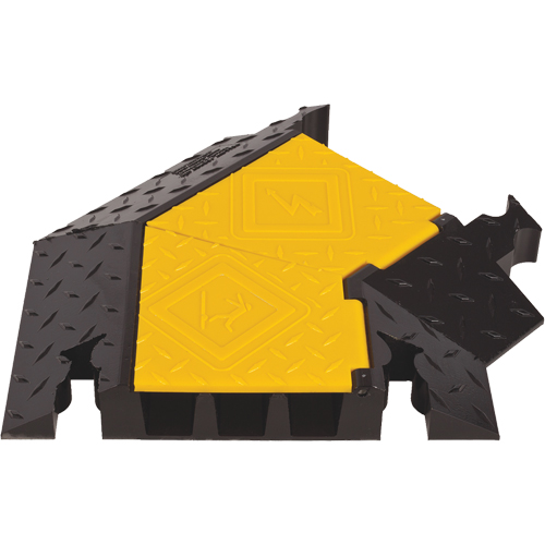 Protecteur de c&acirc;ble robuste &agrave; 3 canaux Yellow Jacket, virage &agrave; droite Equipex