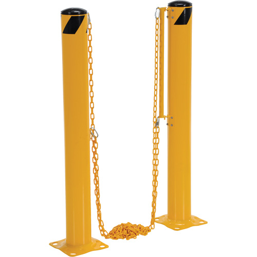 Dock Chain Barrier Bollard System, Steel, 42" H x 6-5/8" W, Yellow Equipex