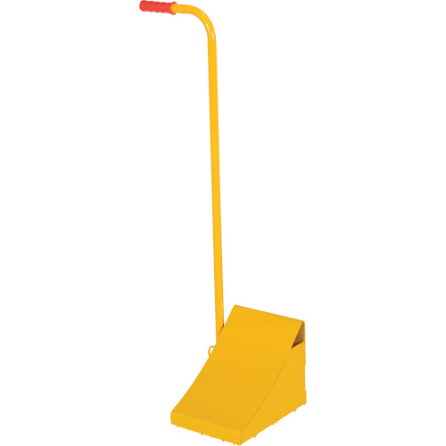Cale de roue avec poign&eacute;e ergonomique, Acier, Jaune, 8" la x 10-3/4" p x 9-1/8" h Equipex