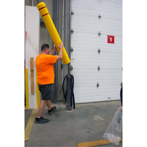 Polyethylene Bollard Cover, 4-1/2" Dia. x 52" L, Red/Yellow Equipex