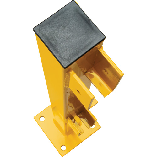 End Post for Light-Duty Guard Rails, Steel, 42" H, Safety Yellow Equipex