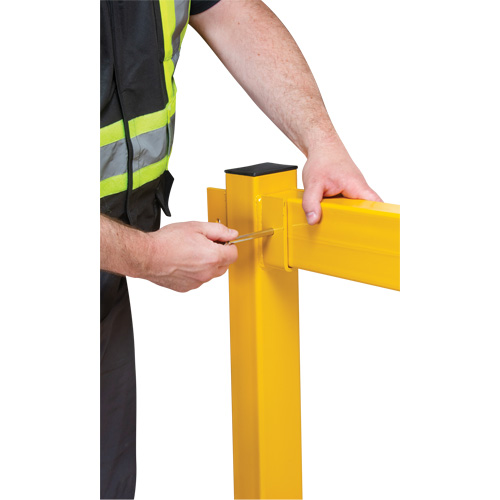 In-Line Post for Light-Duty Guard Rails, Steel, 42" H, Safety Yellow Equipex
