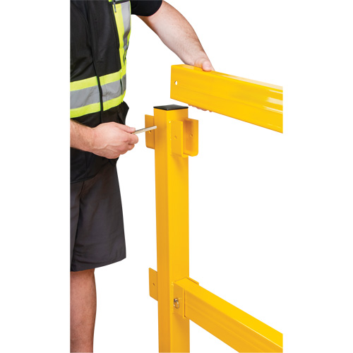 In-Line Post for Light-Duty Guard Rails, Steel, 42" H, Safety Yellow Equipex