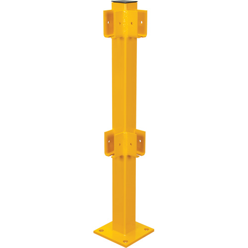 Corner Post for Light-Duty Guard Rails, Steel, 42" H, Safety Yellow Equipex