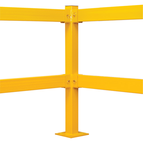 Corner Post for Light-Duty Guard Rails, Steel, 42" H, Safety Yellow Equipex
