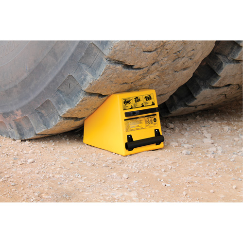 Checkers Safety Heavy-Duty Ultra Class Mining Wheel Chock, HDPE, Yellow, 14-1/2" W x 17-1/2" D x 16" H Equipex