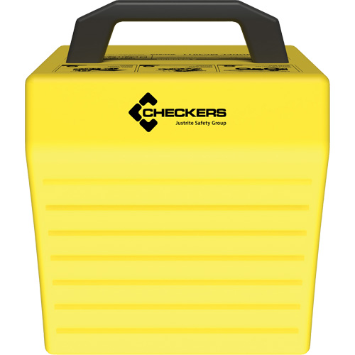 Cale de roue ultra-robuste pour l'exploitation mini&egrave;re Checkers Safety sans support, PEHD, Jaune, 14-1/2" la x 17-1/2" p x 16" h Equipex