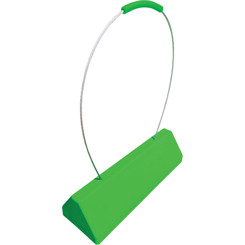 Checkers Safety SafeRay  Aircraft Wheel Chock with Ergonomic Cable Handle, Urethane, Fluorescent Green, 24" W x 8" D x 6" H Equipex