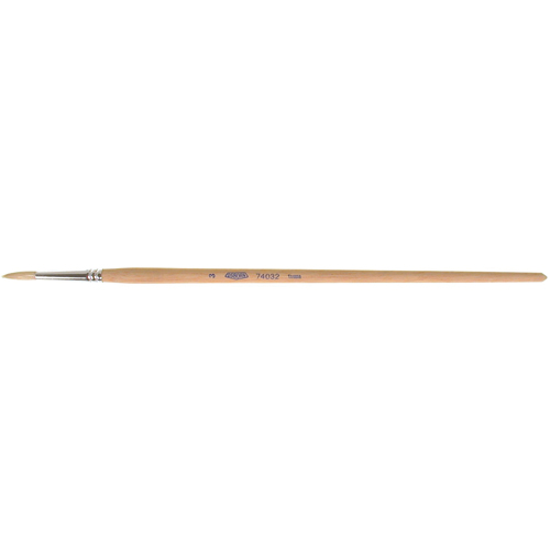 Pure White Bristle Round Marking Paint Brush, 3/16" Brush Width, White China, Wood Handle Equipex