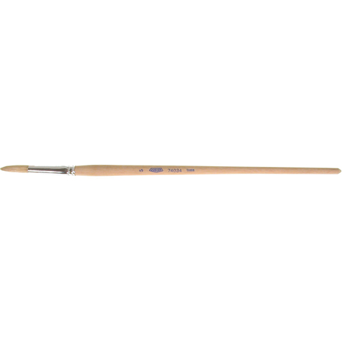 Pure White Bristle Round Marking Paint Brush, 1/4" Brush Width, White China, Wood Handle Equipex