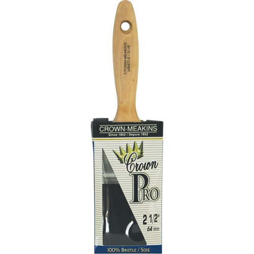 Crown Pro Straight Paint Brush, Bristle, Wood Handle, 2-1/2" Width Equipex