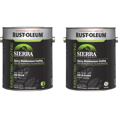 Sierra S60 Water-Based Epoxy Maintenance Coating Kit, Gallon, Black Equipex