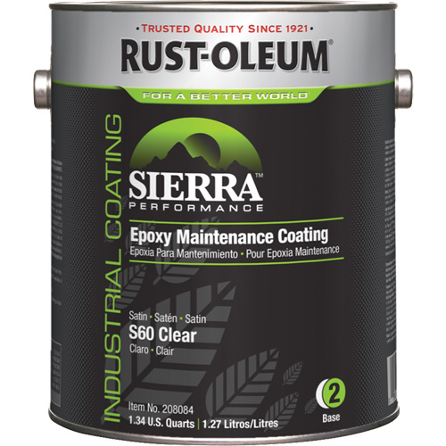 Rev&ecirc;tement dentretien &eacute;poxydique &agrave; base deau Sierra S60 Partie 2 Couche de fond, Gallon, Transparent Equipex