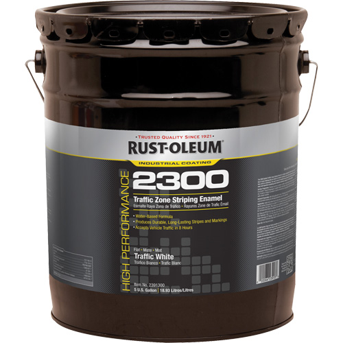 High-Performance 2300 System Traffic Zone Striping Paint, White, 5 gal., Pail Equipex