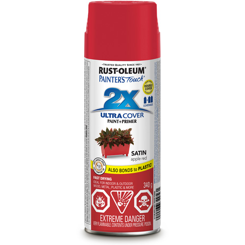 Painter's Touch&reg; Ultra Cover Paint, Apple Red, Satin, Aerosol Can Equipex