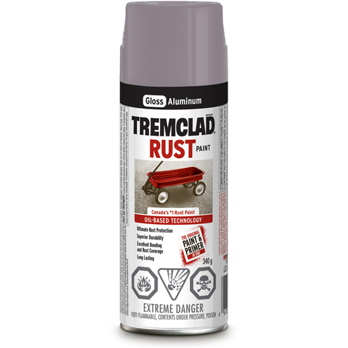 Tremclad&reg; Oil Based Rust Paint, Silver Aluminum, Gloss, Aerosol Can Equipex