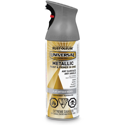 Universal&reg; Spray Paint, Antique Nickel Grey, Metallic, Aerosol Can Equipex