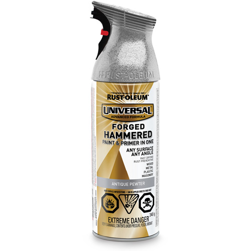 Universal&reg; Paint & Primer In One, Antique Pewter, Hammered, Aerosol Can Equipex
