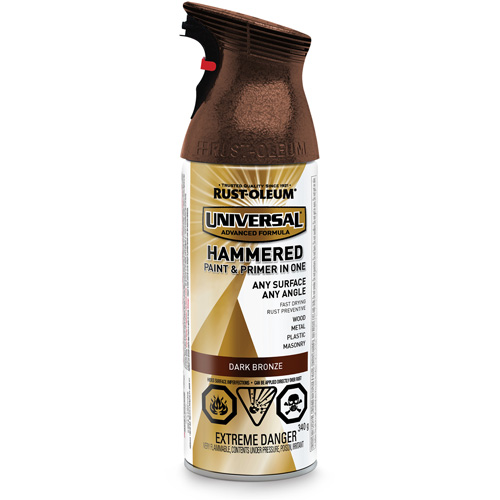 Universal&reg; Paint & Primer In One, Dark Bronze, Hammered, Aerosol Can Equipex