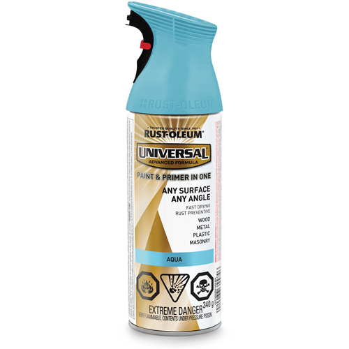 Peinture-&eacute;mail et couche de fond Universal, Bleu aqua, Satin, Canette a&eacute;rosol Equipex