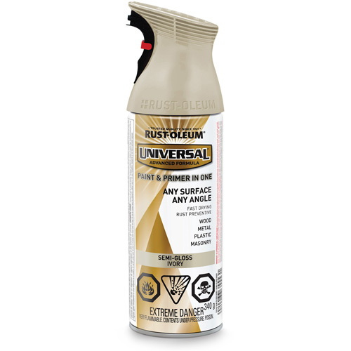 Universal&reg; Enamel Paint & Primer In One, Ivory White, Semi-Gloss, Aerosol Can Equipex