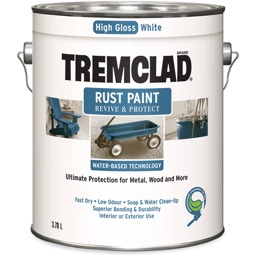 Tremclad&reg; Water-Based Rust Paint, 3.78 L, Gallon, White Equipex