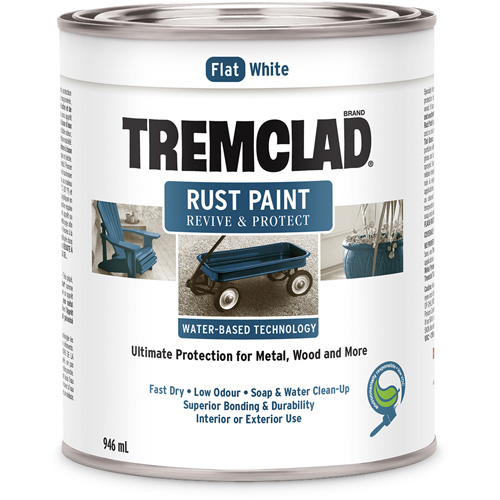 Tremclad&reg; Water-Based Rust Paint, 946 ml, Can, White Equipex