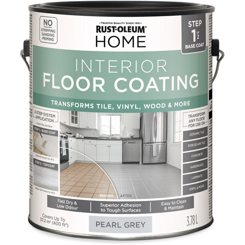 Home Interior Floor Coating System Base Coat, 3.78 L, Water-Based, Very Flat, Grey Equipex