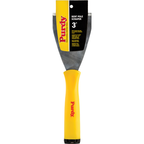 Premium Bent Pole Scraper, Stainless Steel Blade, 3" Wide, Plastic Handle Equipex