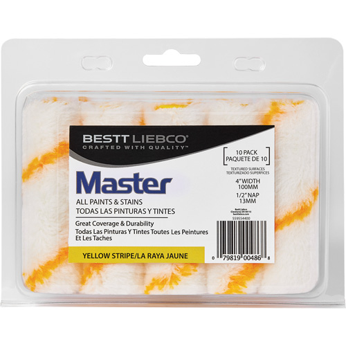 Master Yellow Stripe Mini Roller, 13 mm (1/2") Nap, 101.6 mm (4") L Equipex