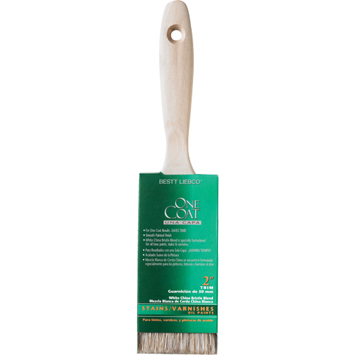 One Coat Trim & Wall Brush, White China, Wood Handle, 2" Width Equipex
