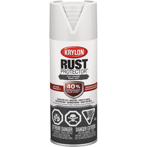 Peinture &agrave; &eacute;mail Rust Protector, Blanc, Tr&egrave;s mat, 12 oz, Canette a&eacute;rosol Equipex