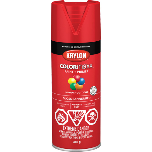 Appr&ecirc;t + peinture COLORmaxx, Rouge banni&egrave;re, Brillant, 12 oz, Canette a&eacute;rosol Equipex