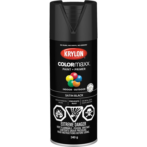 Appr&ecirc;t + peinture COLORmaxx, Noir, Semi-mat, 12 oz, Canette a&eacute;rosol Equipex