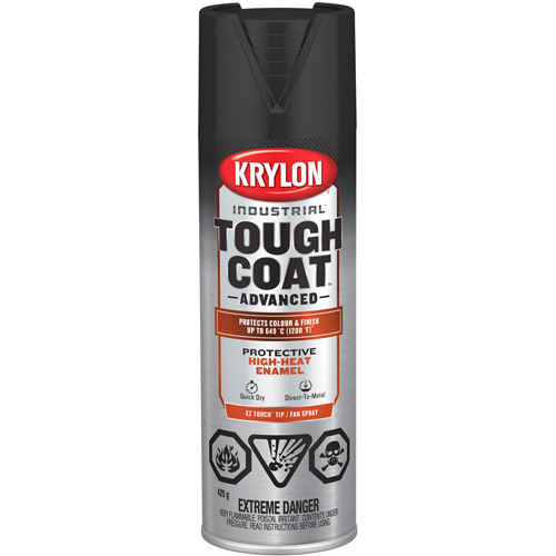 Peinture industrielle &agrave; chaleur &eacute;lev&eacute;e Tough Coat Advanced, Noir haute temp&eacute;rature, Plat, 425 g, Canette a&eacute;rosol Equipex