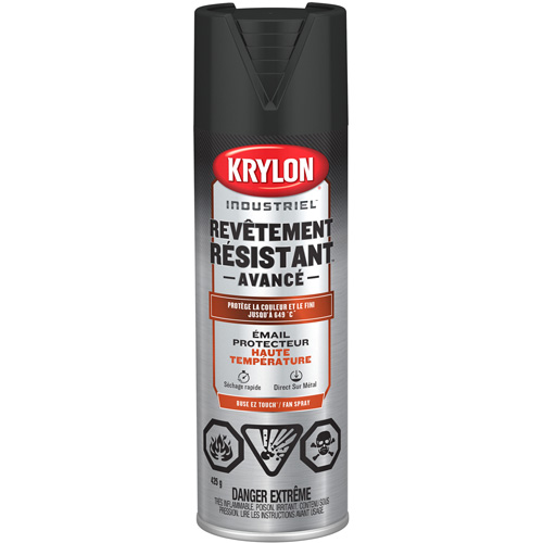 Peinture industrielle &agrave; chaleur &eacute;lev&eacute;e Tough Coat Advanced, Noir haute temp&eacute;rature, Plat, 425 g, Canette a&eacute;rosol Equipex