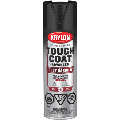Peinture Tough Coat avec technologie Rust Barrier, Noir, Semi-brillant, 425 g, Canette a&eacute;rosol Equipex