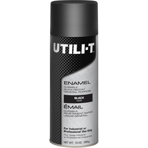 Peinture-&eacute;mail en a&eacute;rosol polyvalent UTILI-T, Noir, Brillant, 10 oz/283 g, Canette a&eacute;rosol Equipex