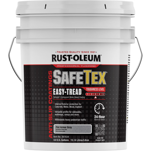 SafeTex&reg; Easy-Tread Acrylic Coating, 4 gal., Water-Based, Flat/Textured, Grey Equipex