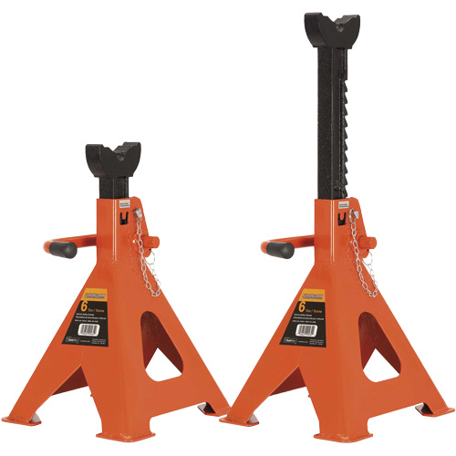 856A Jack Stands, Locking Handle/Ratchet, 6 Ton(s) Capacity, 15-1/2" - 24" H Equipex